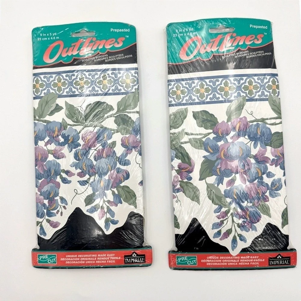 VTG‎ 90s Cottagecore Prepasted Sculpted Wallpaper Border 9